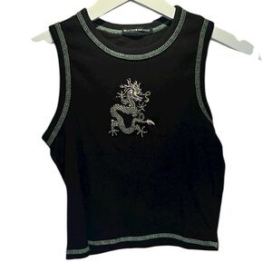 Brandy Melville Connor Woman’s Tiny Tank Top Embroidered Dragon Size XS
